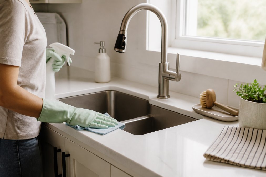 Reduce Kitchen Clutter & Sanitize Sink Area: 7 Steps
