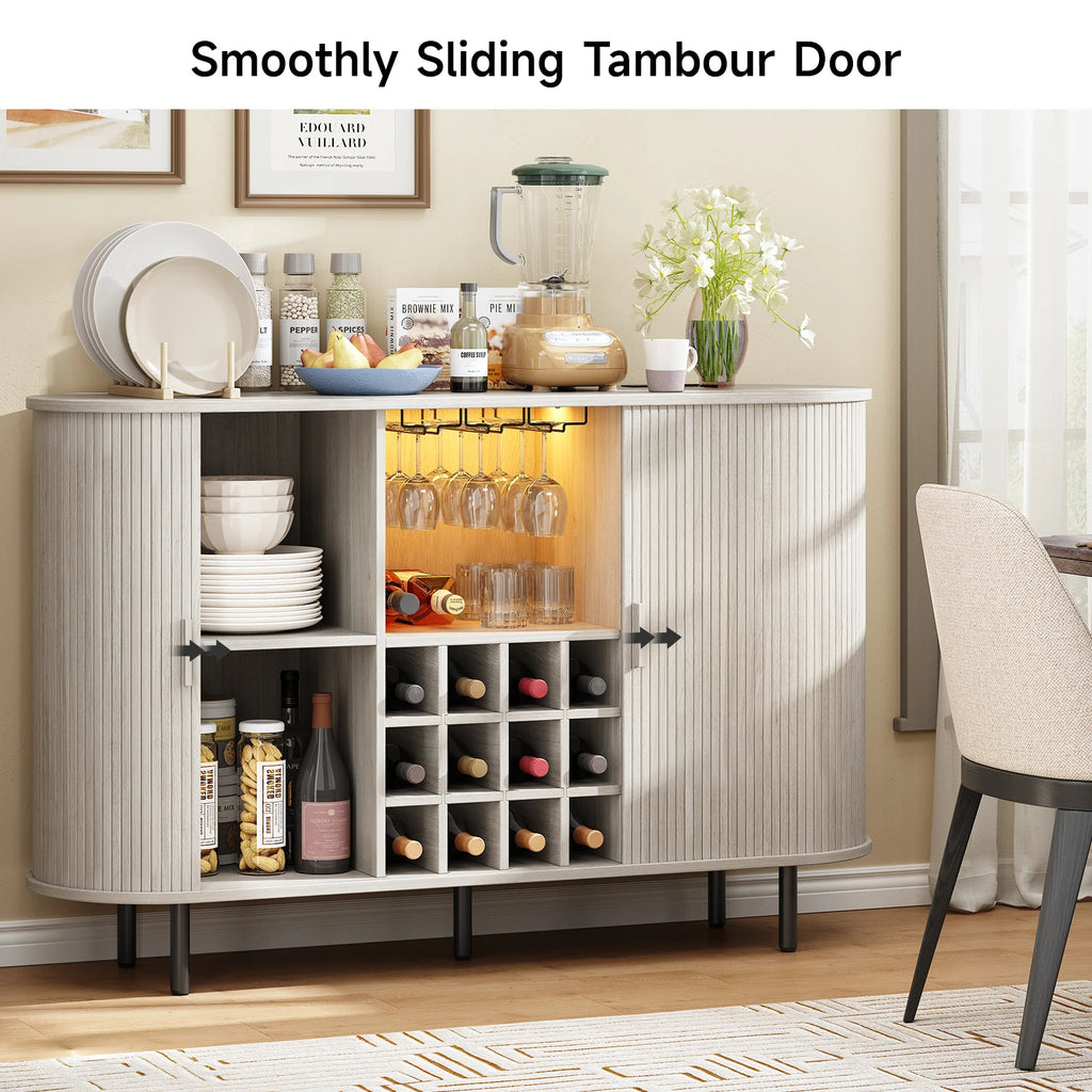 Cabinetry with smoothly sliding tambour door in a home setting