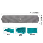 Gray pet ramp with measurements and inset images on a white background