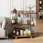 Sinkelle LuxeServe 3-Tier Rolling Bar Cart
