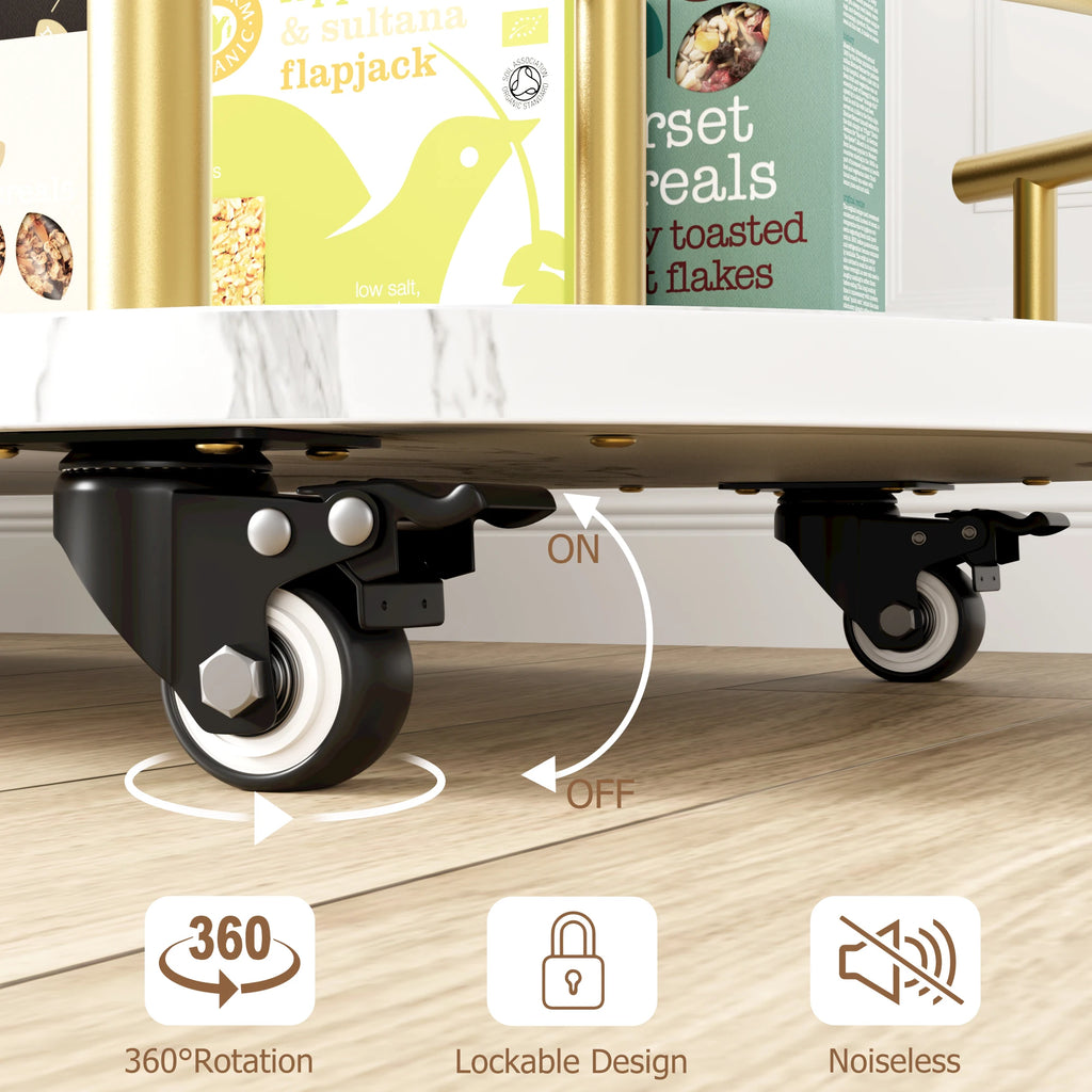 Sinkelle LuxeServe 3-Tier Rolling Bar Cart