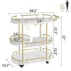 Sinkelle LuxeServe 3-Tier Rolling Bar Cart