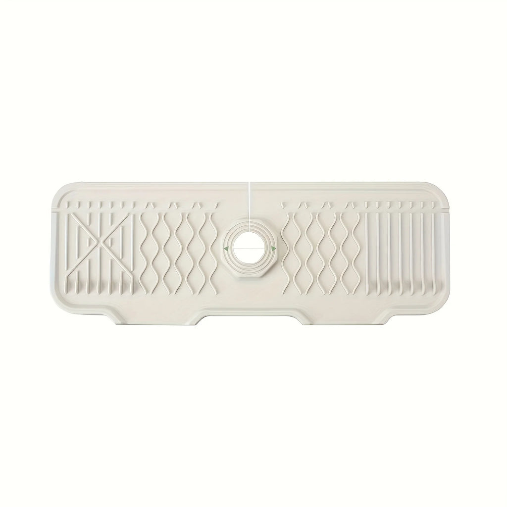 White Faucet mat made with plastic component with geometric pattern on a white background